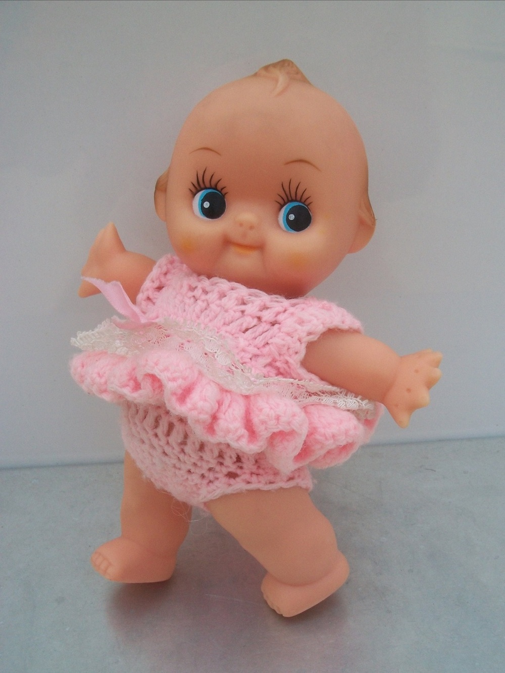 7 1/2 Inch Kewpie Doll with Pink Outfit Jointed Near Perfect #21